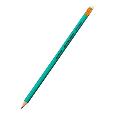 Набор карандашей чернографитных 12 штук, Calligrata Classic, с ластиком, заточенные, пластик, трехгранные, зеленые