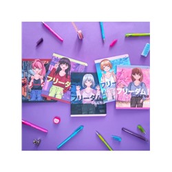 Тетрадь 48 листов в клетку ANIME. FREEDOM, обложка мелованный картон, матовая ламинация, МИКС