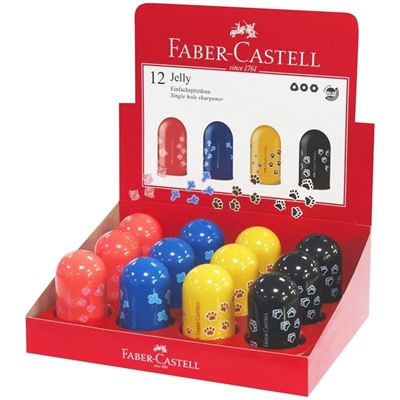 Точилка пластиковая Faber-Castell "Jelly" 1 отверстие, контейнер, ассорти