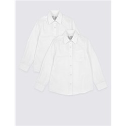 2pk Girls’ Pure Cotton School Shirts (2-18 Yrs)