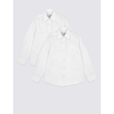 2pk Girls’ Pure Cotton School Shirts (2-18 Yrs)