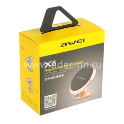 Автомобильный держатель AWEI X6 магнитный/крепление на панель (серебро)