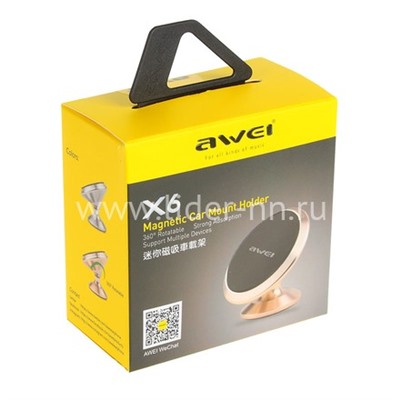 Автомобильный держатель AWEI X6 магнитный/крепление на панель (серебро)