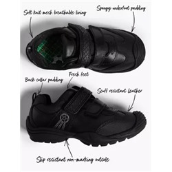 Kids’ Leather Riptape School Shoes (8 Small - 1.5 Large)