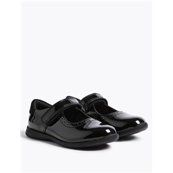 Kids' Riptape Leather School Shoes (8 Small - 1 Large)