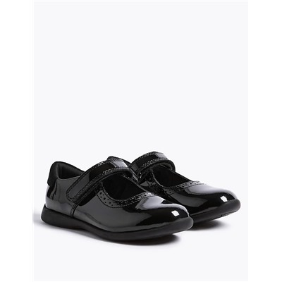 Kids' Riptape Leather School Shoes (8 Small - 1 Large)