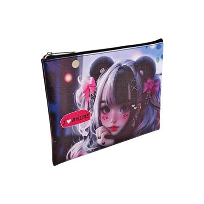 Папка для тетрадей А5, 205 х 270 мм, deVENTE "I Love Anime", молния сверху, плоская, кож.зам, для девочки