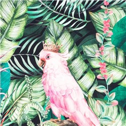 Дорожка на стол Этель Tropical parrots 40×146 см, 100% хлопок, саржа 190 г/м², зелёная/чёрная