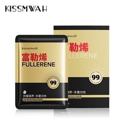 Антивозрастная тканевая маска с фуллереном KISSMWAH Fullerene Placenta Aging Anti-wrinkle Mask, коробка 25 мл x 5 шт.