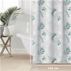 Штора для ванной водоотталкивающая Этель «Pure nature«, 145×180 см, цвет серый, ткань оксфорд, 210гр/м2