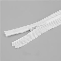 Молния потайная, №3, неразъёмная, потайная, замок автомат, 50 см, белая