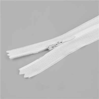 Молния потайная, №3, неразъёмная, потайная, замок автомат, 50 см, белая