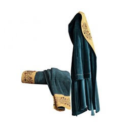 Подарочный Набор Халат + Полотенце + Тапочки (M) Pietra Yeşil Bayan Bornoz Seti - Medium- EcoCotton