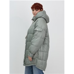 Куртка зимняя женская с капюшоном модная зеленого цвета 7341Z
