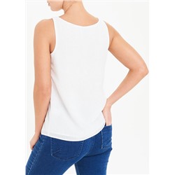 Soon Cream Textured Button Front Vest Top