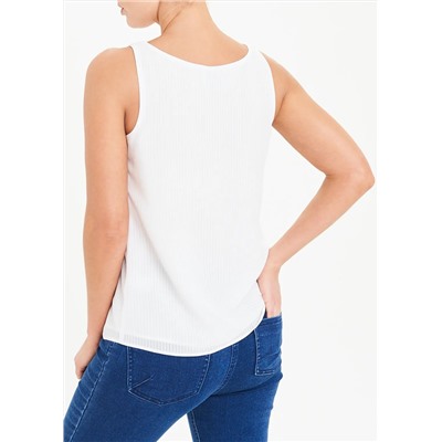 Soon Cream Textured Button Front Vest Top