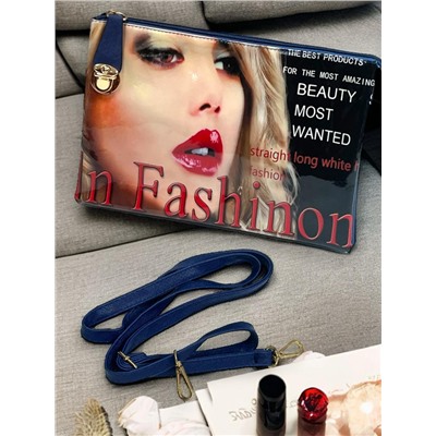 Сумка-клатч на длинной ручке цвет синий №48