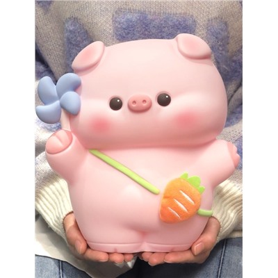 Копилка «Pig carrot bag», pink (24 см), пластик
