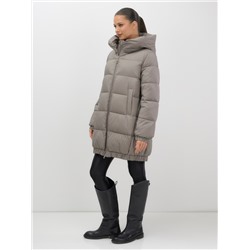 Куртка женская зимняя на резинке большого размера коричневого цвета 7619K