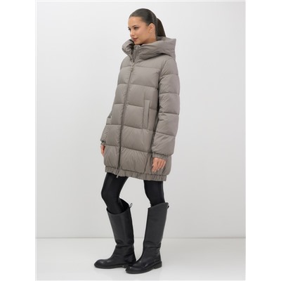 Куртка женская зимняя на резинке большого размера коричневого цвета 7619K