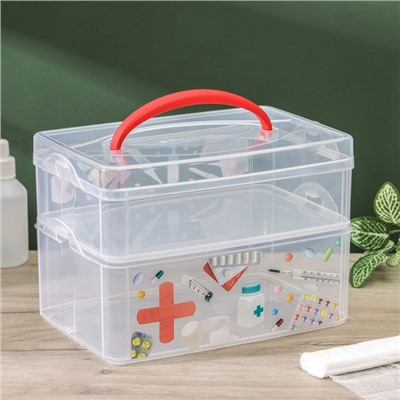 Контейнер универсальный Multi box, 2 секции, с ручкой и декором, МИКС