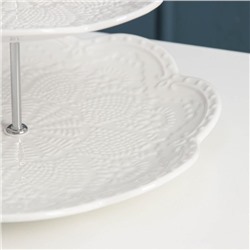 Этажерка - фруктовница Доляна «Сьюзен», 3 яруса, d=15/20/26 см, фарфор, белая