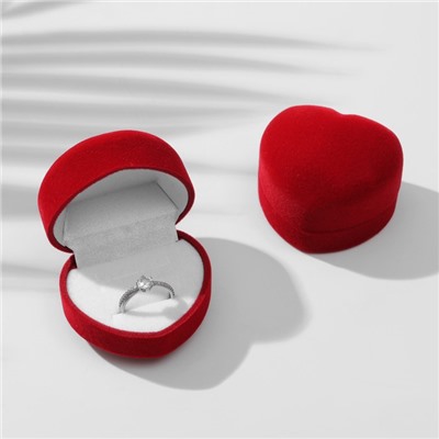 Футляр под 2 кольца «Сердце малое», серёжки, бархатный, 5×5 см, бордовый