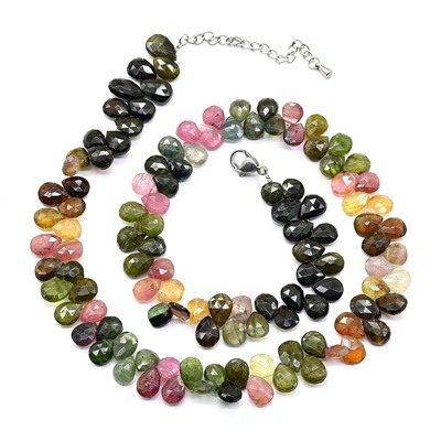 Бусы из Турмалина огранка капля 6*9мм, 43см, 32,7г