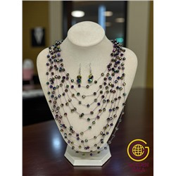 Комплект бижутерии "Хрустальная россыпь" , цвет фиолетовый хамелеон