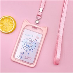 Футляр для карт на ленте "Cute rabbit", pink