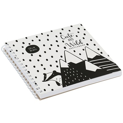 Скетчбук 60л., 150*150 MESHU "Black&white", на гребне, выб. лак, soft-touch, 120г/м2