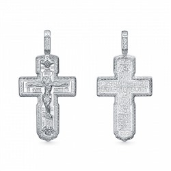 Крест из серебра литье белый