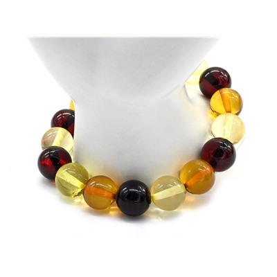 Браслет из янтаря шарик 12мм лимонный, св.коньячный, вишня