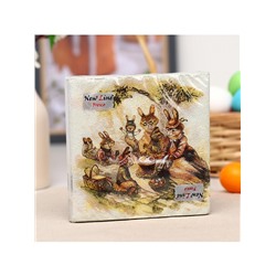 Пасхальные салфетки бумажные New Line Fresco «Пасхальные зайцы», 2 слоя, 33х33 см, 20 шт