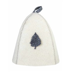 Шапка банная с аппликацией "Лист", войлок белый