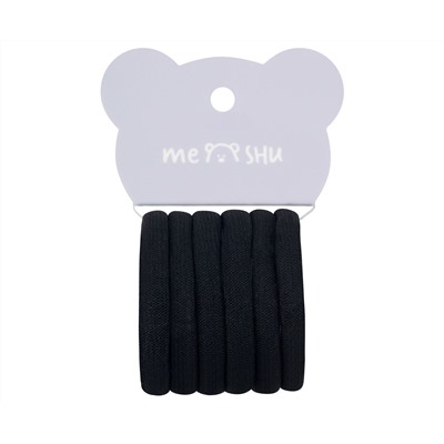 Резинки для волос MESHU "Essence thin", черные, 6шт., европодвес