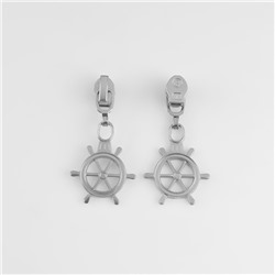 Бегунок для молнии «Спираль», №3, «Штурвал», 10 шт., цвет никель