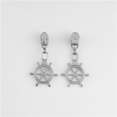 Бегунок для молнии «Спираль», №3, «Штурвал», 10 шт., цвет никель