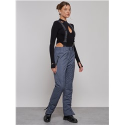 Полукомбинезон утепленный женский зимний горнолыжный синего цвета 911S