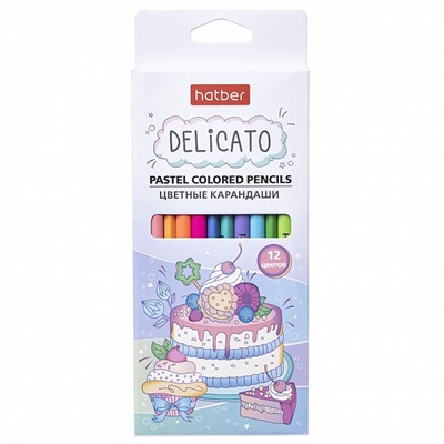 Карандаши 12цв DELICATO пастель трехгран Хатбер CS_072213/12/Россия