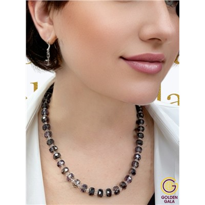 Набор бижутерии из хрусталя (бусы, серьги) Цвет хамелеон черно-фиолетовый