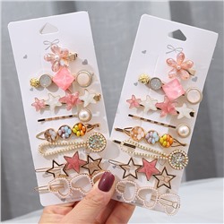 Набор заколок для волос 8 шт.  с розовыми звездами