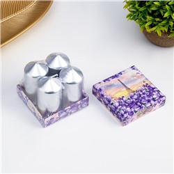 Набор свечей «Столбик», 4 шт., серебряный, 7×3.8 см