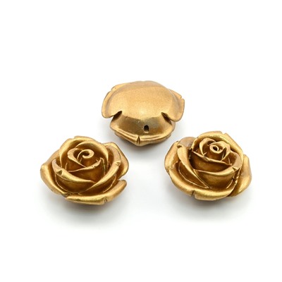 Разделитель-бусина П, Розочка  25мм, цвет золото, отверстие 1мм