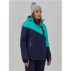 Горнолыжная куртка женская зимняя бирюзового цвета 707Br