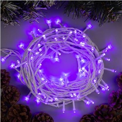 Гирлянда «Нить» 10 м, IP20, белая нить, 100 LED, 8 режимов, 220 В, свечение фиолетовое
