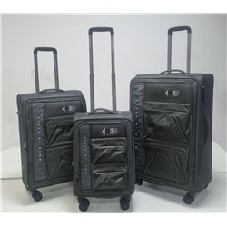 Чемодан ,комплект из 3-х , текстиль, 50124-2 Темно-серый