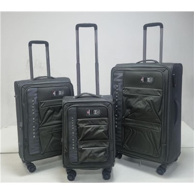 Чемодан ,комплект из 3-х , текстиль, 50124-2 Темно-серый