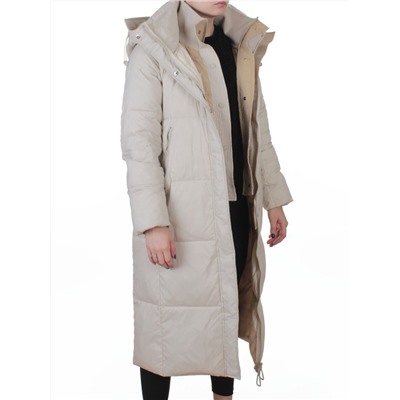 3068 LT. BEIGE Пальто пуховое женское с внутренним жилетом (утиный пух)
