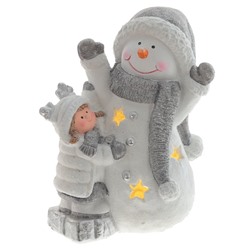 GAEM Фигурка декоративная "Снеговик и девочка" (подсветка, 3хААА, н/п), L30 W20 H37 см, 2в.